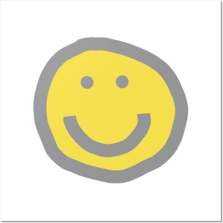 Illuminating Yellow Round Happy Face with Smile Posters and Art